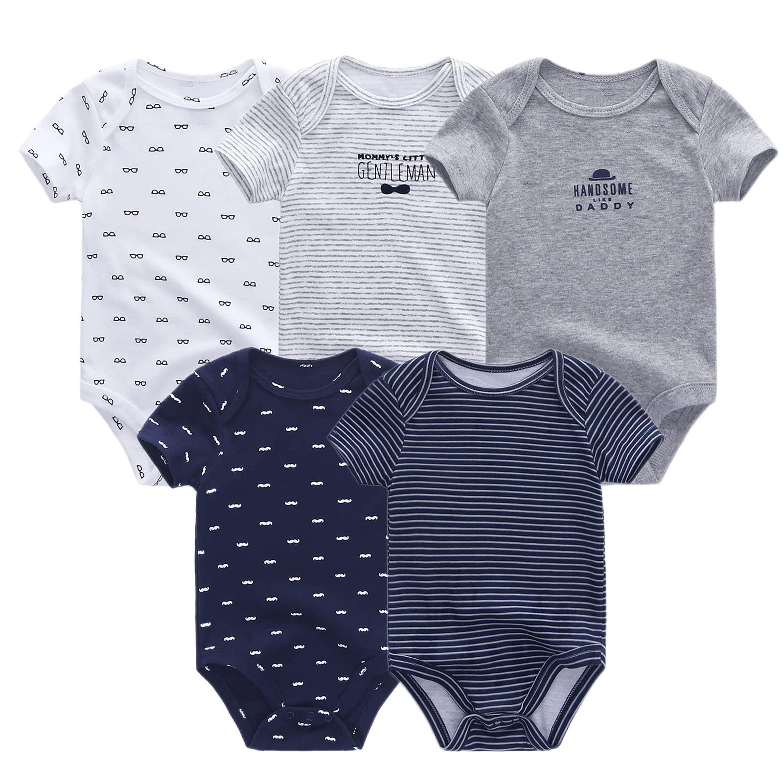 Chamie Baby Bodysuit Cotton Short Sleeve Vests for Newborn 5-Pack One-Piece Suit for Boy and Girl 0-12 Months… — view 21