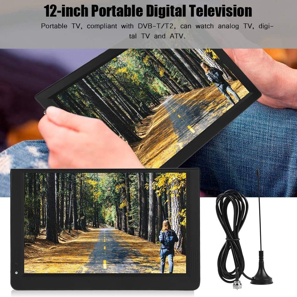 LCD TV - 1080P Portable Mini 12 Pouces 16: 9 LED Portable Lecteur Numérique TV Télévision