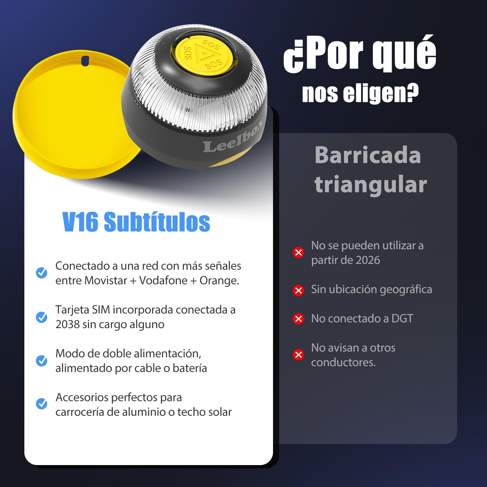 Balise V16 Homologué Espagne Avec Géolocalisateur 3.0, Gyrophare V16 Homologué Espagne, Carte Sim Intégrée Jusqu'à 2038
