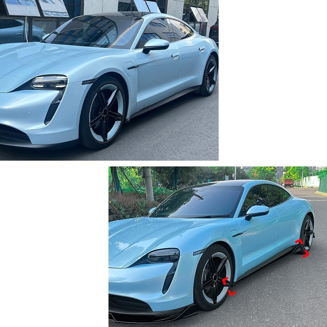 tylna lotka Do Pors & che Taycan Turbo S 4S 2019-2024 Listwy progowe samochodu Auto Body Kit-przedłużenie(Gloss Black)