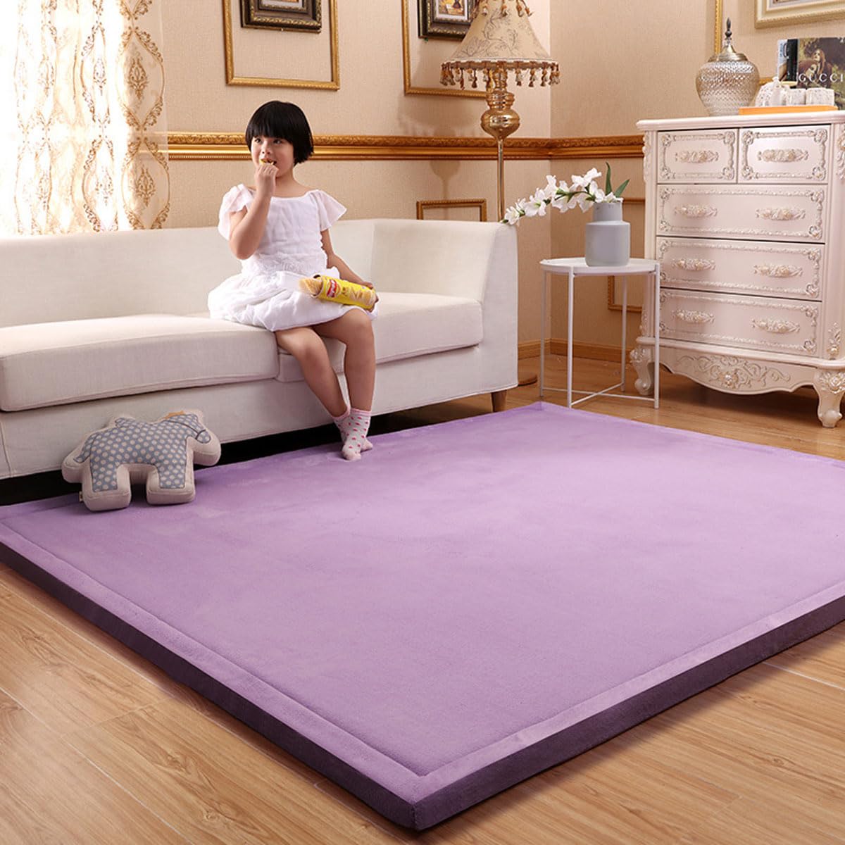 Single tree forest Large Area Rug, 2cm Thick Kids Carpet, Solid Color-Violet-60 * 200cm