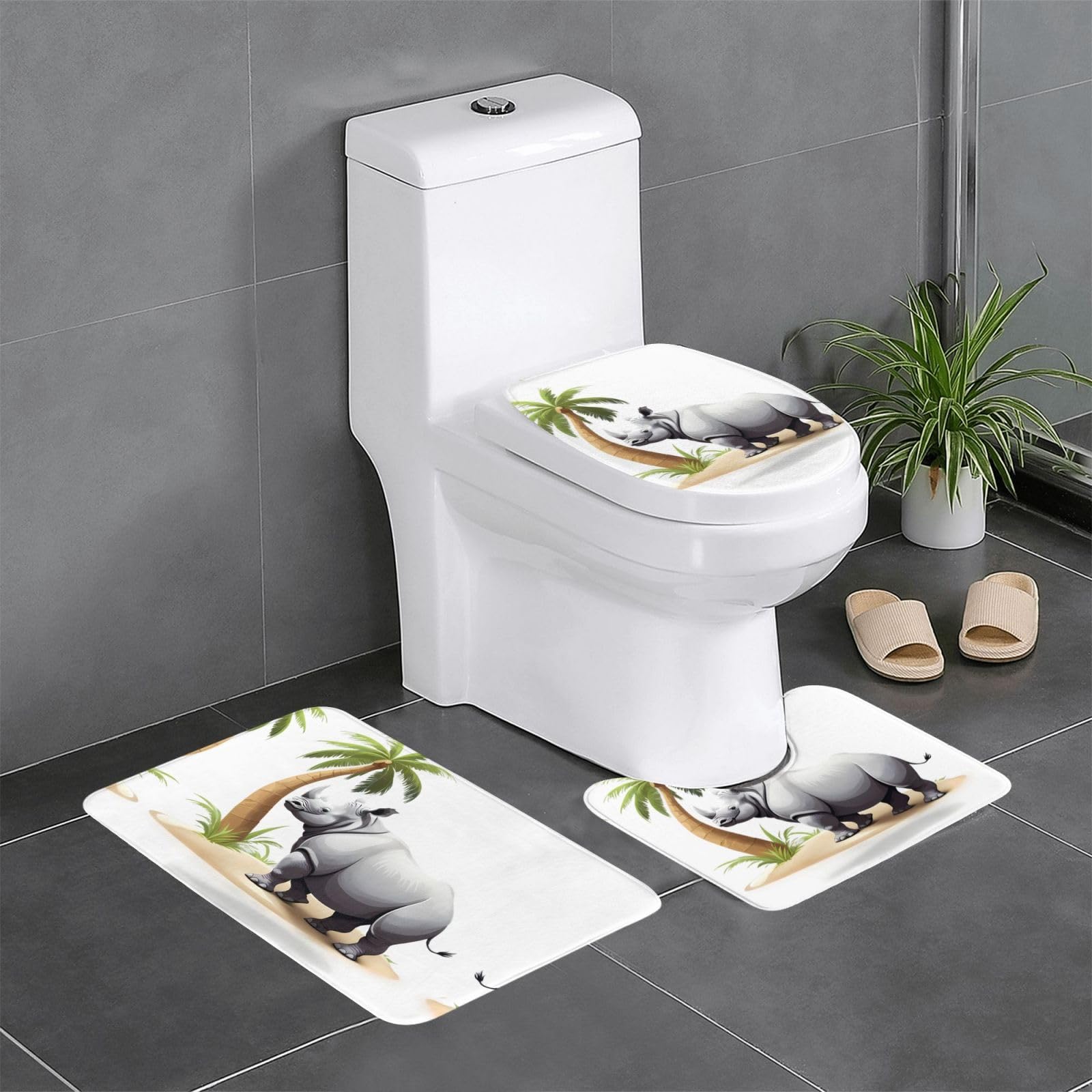 Tapis de bain antidérapant absorbant YYHWHJDE lot de 3 tapis sécurité WC et lavabo