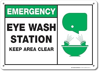 Emergency Eye Wash Station Keep Area Clear Sign, 10x14 Inches, Rust Free .040 Aluminum, Fade Resistant, Made in USA by My Sign Center