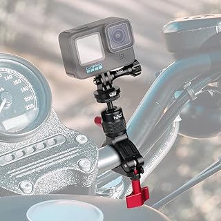 HSU Bike Handlebar Mount for GoPro, 0.31-1.38 inch 360° Rotation 1/4-20 Ball Joint Seat Post for GoPro Hero 12/11/10/9/8/7/6/5/4, DJI Osmo Action AKASO Insta360 and Other Action Cameras