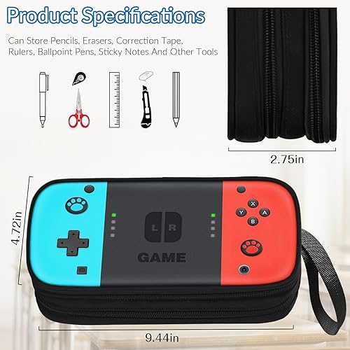 Miniatura 5 de Estuche grande para lápices para niños, estuche para lápices con compartimentos con cremallera, caja de bolígrafos de gran capacidad, organizador