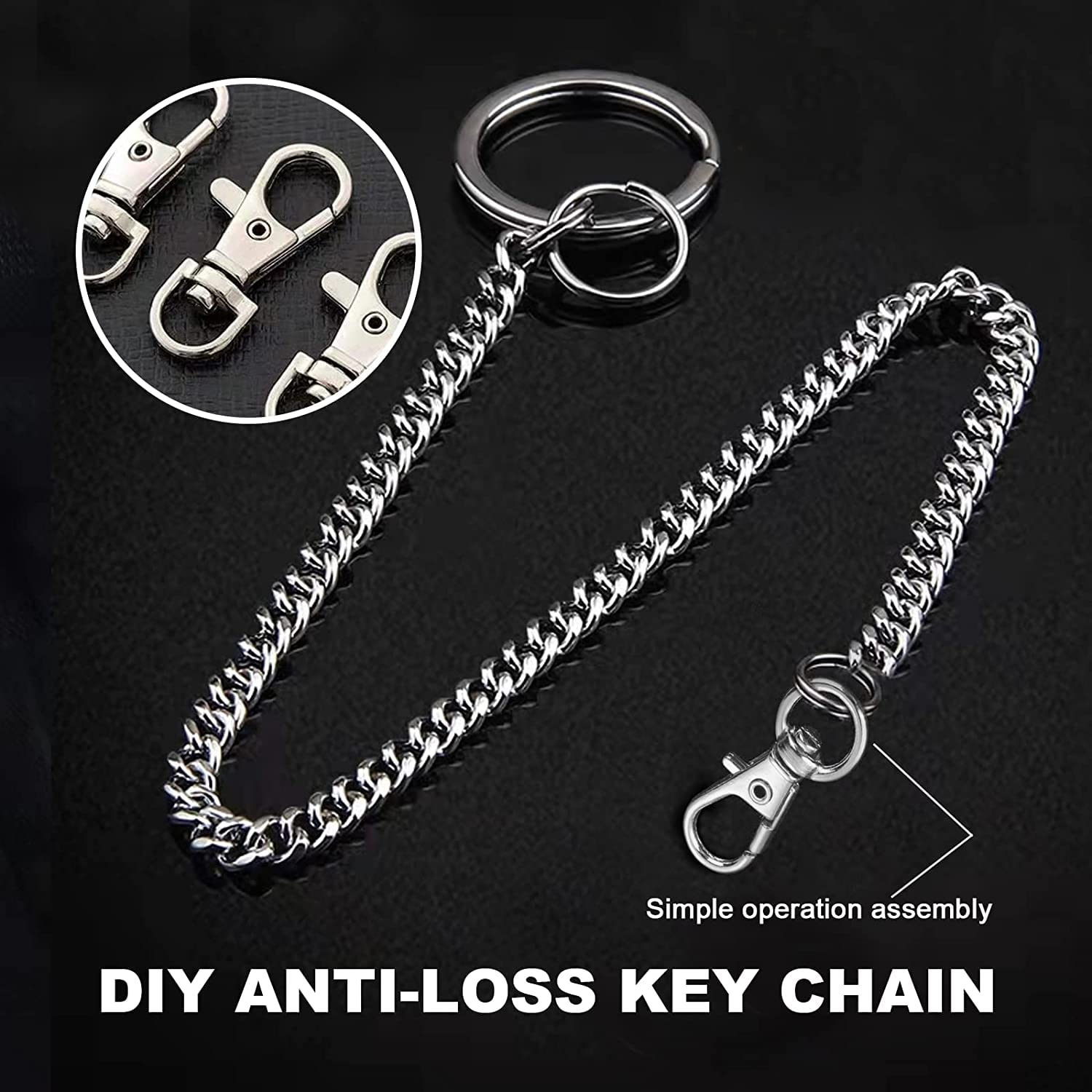 Fermoir Mousqueton Pivotant,30 Pièces Mousqueton Pivotant Porte Clé,Crochet Porte Clef,Attache Porte Clef Mousqueton, Mousqueton Porte clé Pivotant pour Collier Bracelet Pendentif Porte-clés