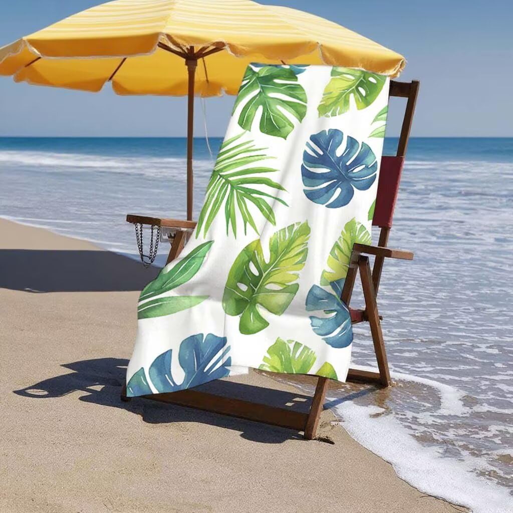 Telo Mare XXL 220x100cm/35x70cm, 2 Set Telo Mare Microfibra Moderno Asciugamano Palestra Uomo, Antisabbia, Leggero, Asciugatura Rapida, Teli da Spiaggia Grandi Accessori per Camping Natation Yoga E-45