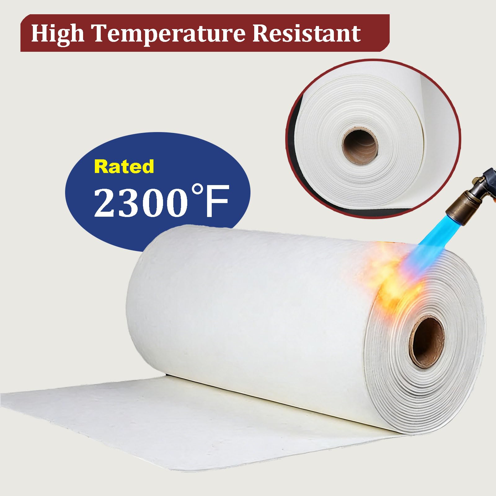 Papel De Fibra Cerámica 2300 ℉ Papel Para Juntas De Alta Temperatura | Espesor 1 Mm - 10 Mm | Resistente Al Fuego Sin Amianto | Flexible Y Cortable Para Hornos Industriales Y Es(Size:3mm×610mm×1000mm)