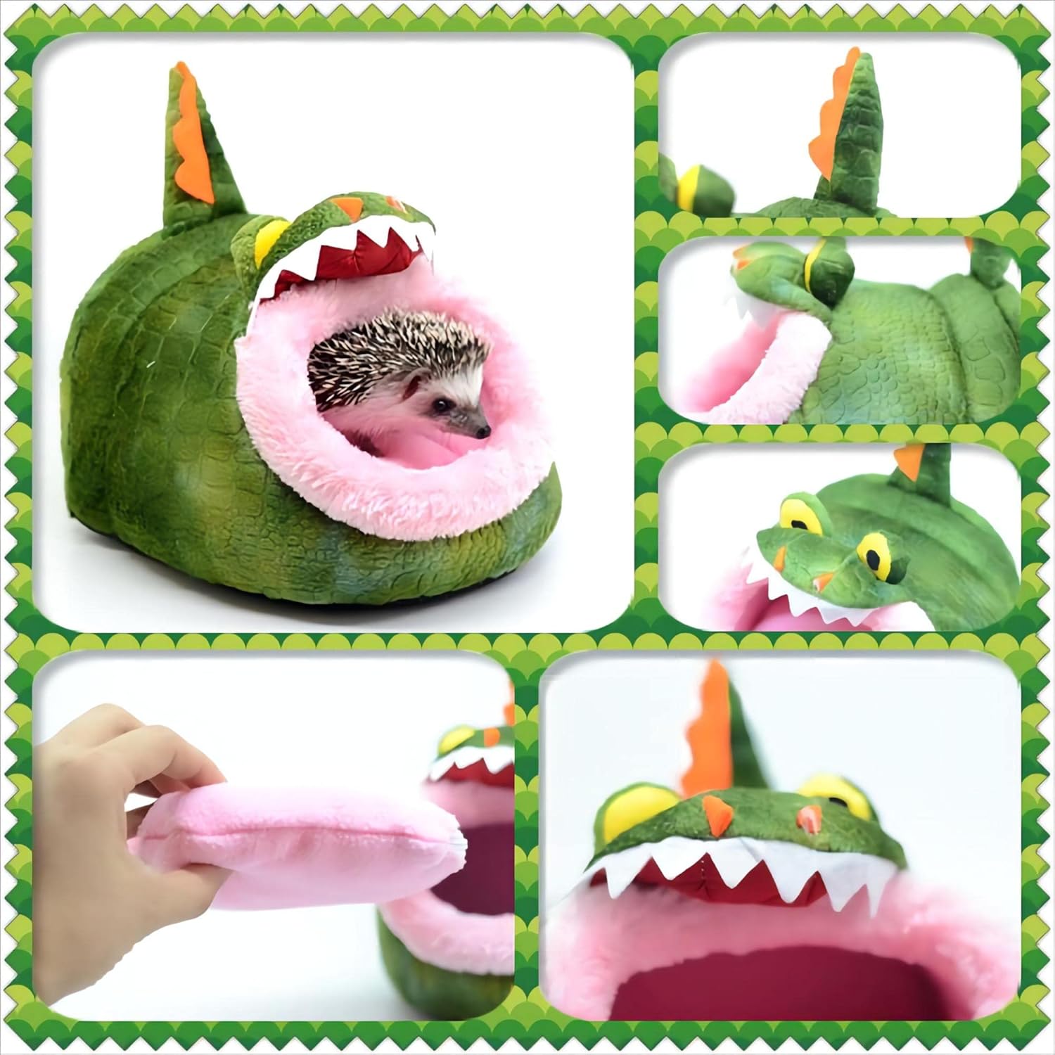 RKNYC Guinea Pig Bed, Washable Guinea Pig Cage Accessories Small Animal Bed Hideout for Guinea Pig, Chinchilla, Hamsters, Hedgehog (Small, Crocodile)
