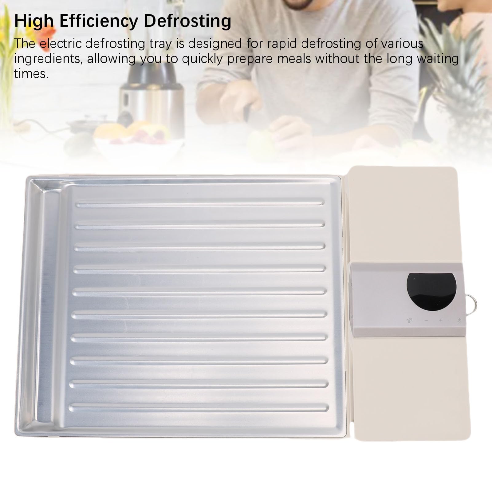 Generic Vassoio di Scongelamento Elettrico Ricaricabile Sicuro Scongelamento Rapido della Carne per Carne Congelata e Pollame Realizzato in Lega di Alluminio ABS 24x39,5 Cm