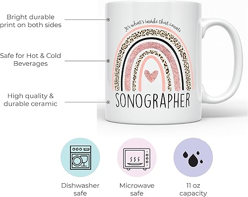 Miniatura 2 de YouNique Designs Taza de ecografista, 11 onzas, regalo de ecografía, taza de café con tecnología de ultrasonido, taza de ecografía cardíaca (blanco)
