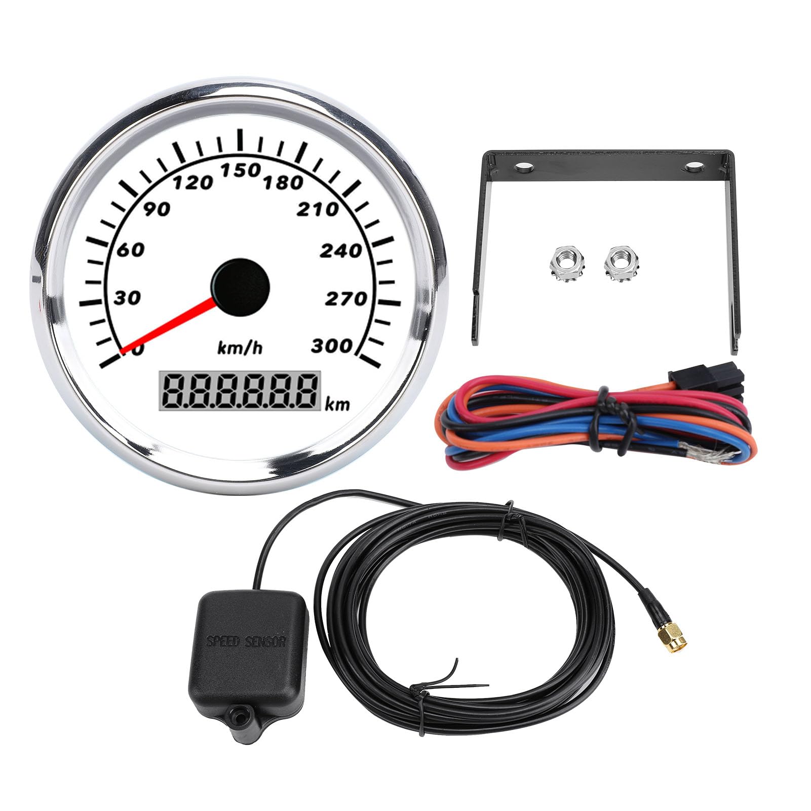 Medidor Digital Multifunción de 85 Mm, Medidor Digital Medidor de 85 Mm 0 a 300 KM Motor Paso a Paso Puntero Rojo Medidor Marino para Automóvil, RV, Camión, Motocicleta