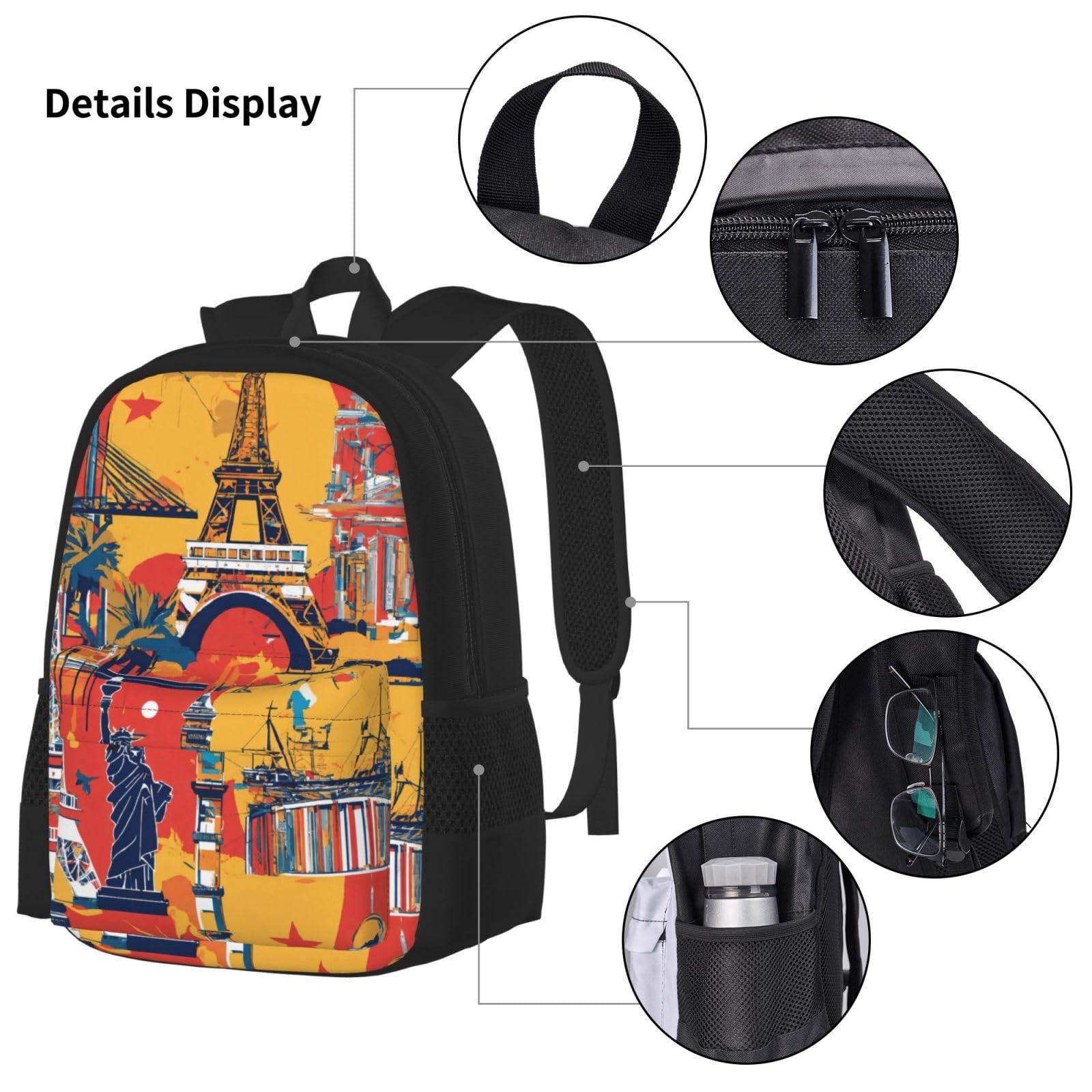 Zaino, borsa portapranzo, astuccio, set da 3 pezzi, per lavoro e