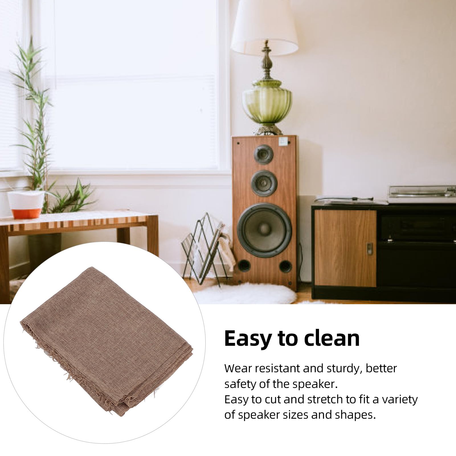 Speaker Grill Cloth, 59x20 Inch Double Layer Thickened Speaker Grill Cloth for Vintage Speakers Grills Fabric Mesh Cloth Speaker Covers for Home Theater Stage Speakers (Khaki)