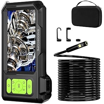 KULEMAX Endoscope Camera with Light Dual Lens, Brightest 4.5 Inch IPS Screen Borescope Inspection Camera 1080P HD, Top 5mm Snake Camera, 16.5Ft Cable, 32GB Card, Black Red Premium Edition