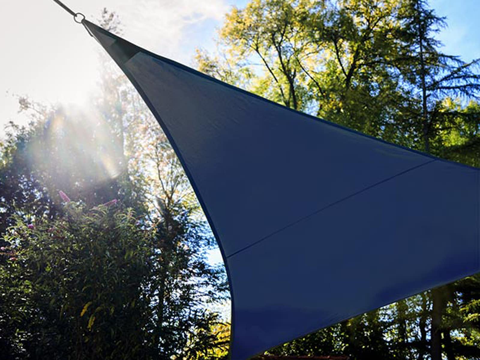 Solar Sonnensegel Dunkelblau Dreieck LED Sternenhimmel 3,6 m - wodoodporny - z opróżnianiem