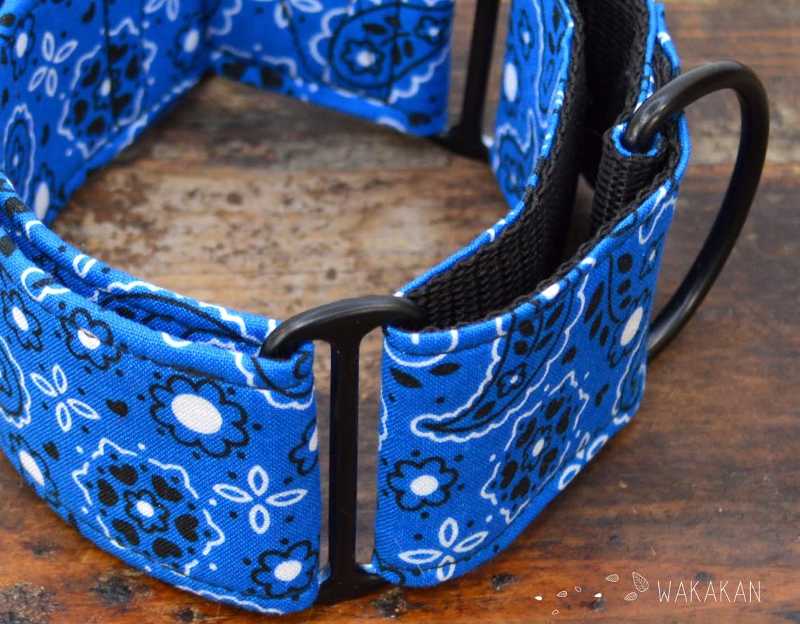Collare per cani martingale: Blue Bandana, fatto a mano in Spagna da Wakakán