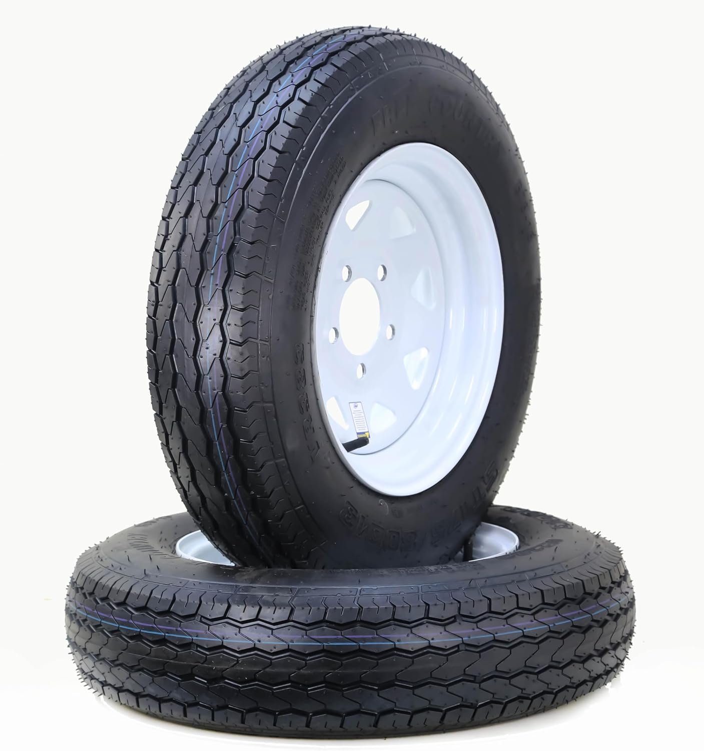 Free Country Trailer Tire Wheel Assembly ST175/80D13 8-Ply D 96L 5 Lug on 4.5" PCD White Spoke Wheel, SET 2