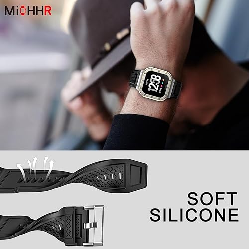 Miniatura 6 de MioHHR Funda y correa de acero inoxidable compatible con Fitbit Versa 432LiteSenseSense 2 bandas con funda de metal, funda protectora deportiva