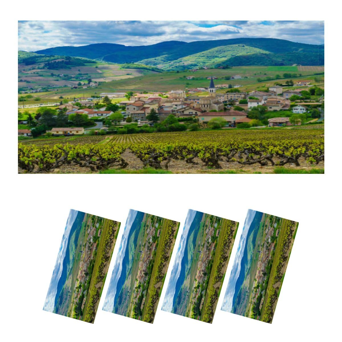 4 Pack Fluorescent Light Covers for Ceiling Lights Vineyards countryside Beaujolais village Lantignie Region Vineyard Magnetic Light Filters Diffuser Shade for Classroom Home Office School
