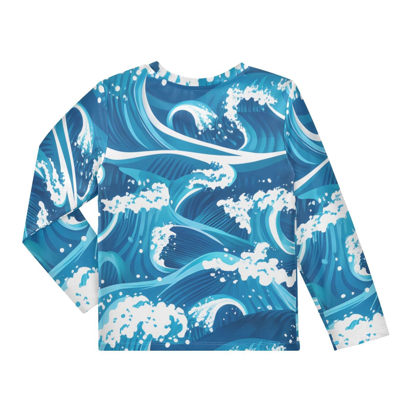 Ocean Wave Blue Rash Guard Shirt for Boys Sun Protection Shirt for Toddler Kid UPF50+ 5-6T