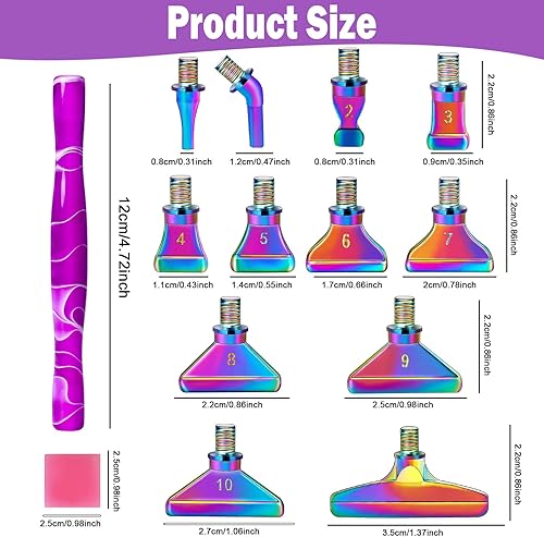 Miniatura 5 de DoreenBow 21 piezas de accesorios para bolígrafos de arte de diamantes de arco iris, puntas multiplacer, herramientas de pintura de arte de diamante