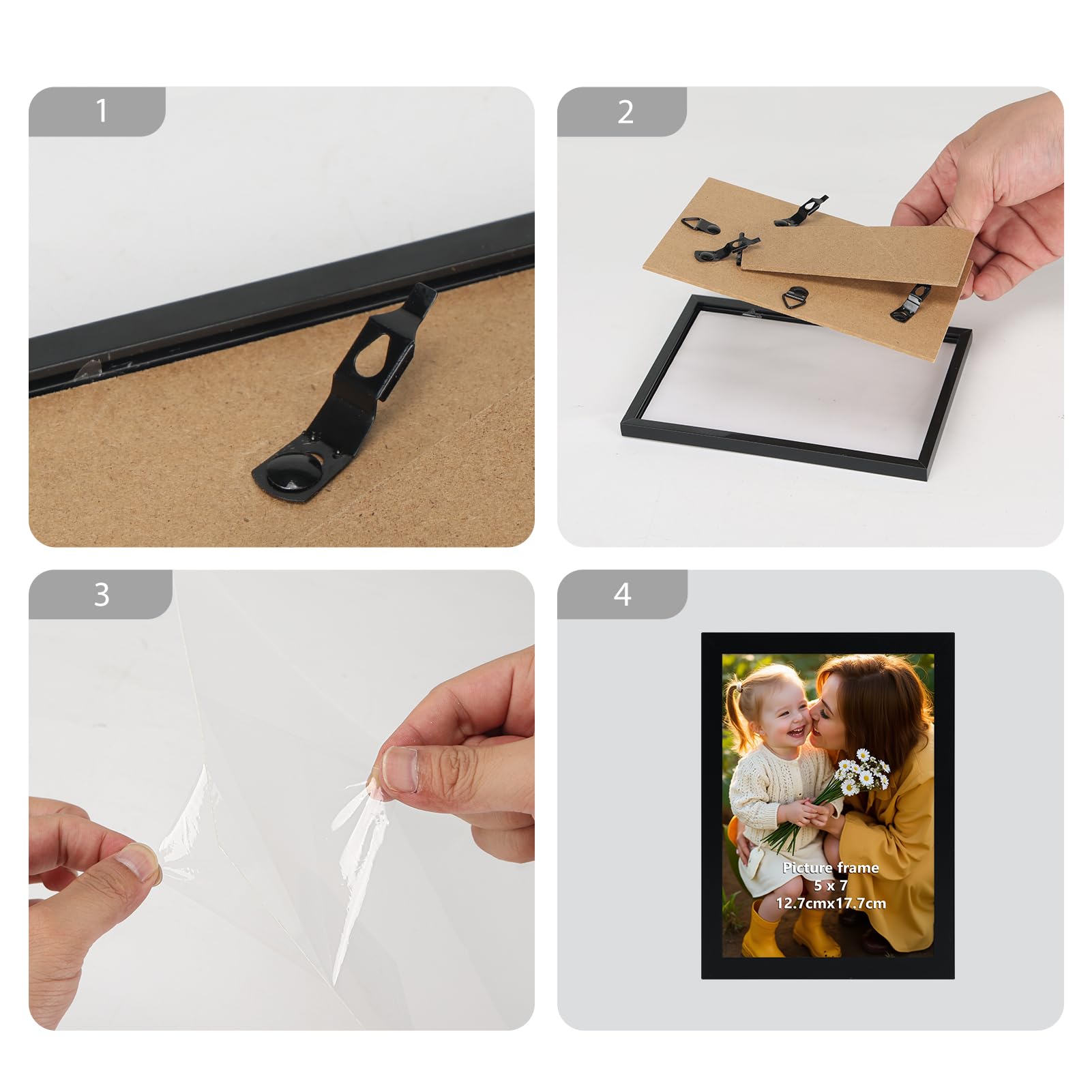 Hoikwo Black Photo Frames 7x5 Pack of 3, 5x7 Picture Frame for Wall or Tabletop Display Horizontal & Vertical Orientation - Image 3