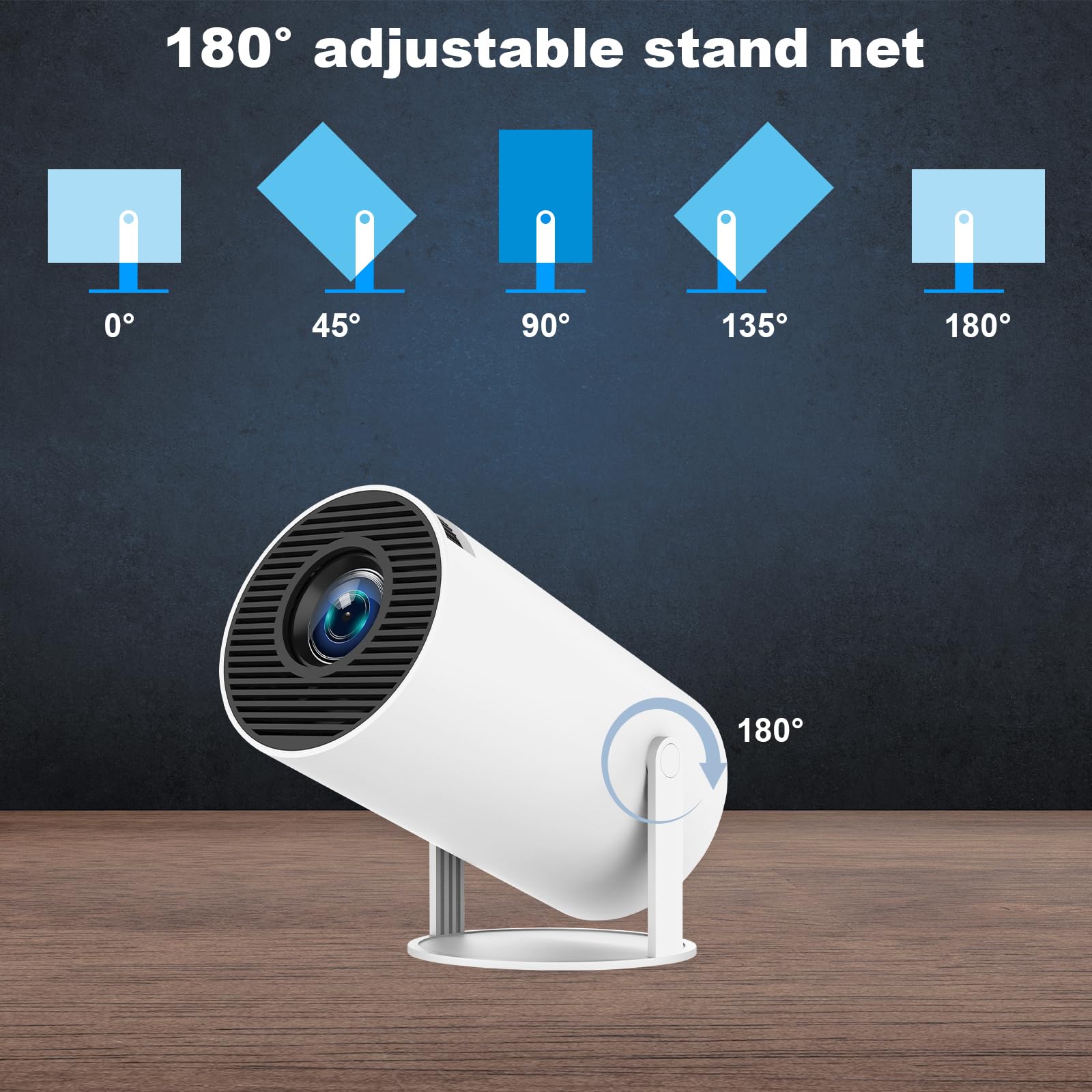 [Apps intégrées] Projecteur Video Mini Vidéoprojecteur avec WiFi 6 et BT 5 Mini Projecteur Supporte 4K 1080P Auto Keystone Rotation 180° Compatibile avec HDMI/TV Stick Laptop (HY300)