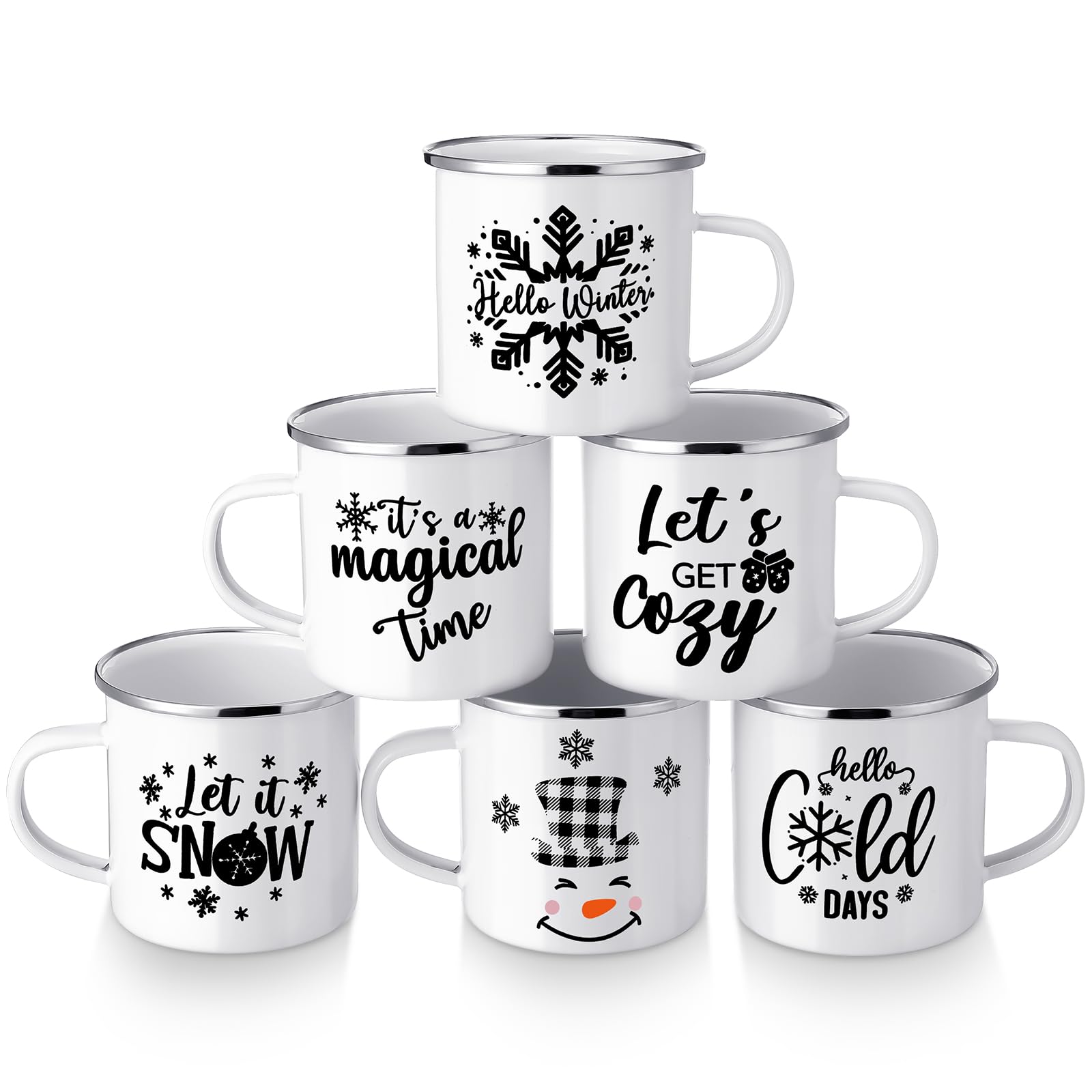 Sieral Lot De 27 Tasses à Café De Noël En émail Avec Citations - 355 Ml