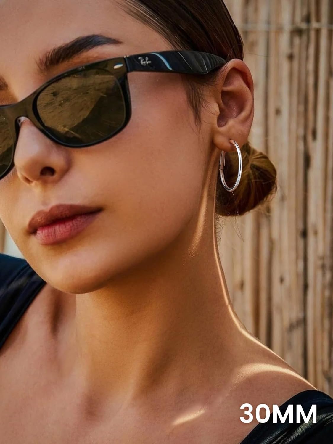 KeyStyle Gold Hoop Earrings for Women, Stainless Steel Hoops Earring Lightweight Loops, 2 mm Thick Hypoallergenic Circle Endless Thin Hoop (30 mm,50 mm,70 mm,100 mm) - Image 3