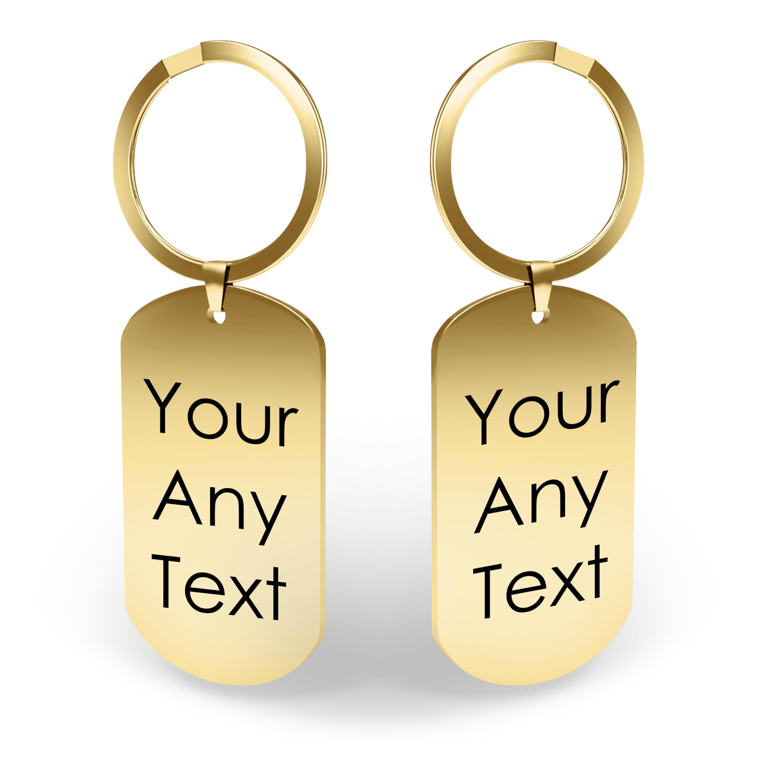 Charmify Engraved Metal Keyring Personalised with Custom Text – Stainless Steel Keepsake Keychain Gift for Anniversary Birthday Valentines Gifts Christmas – Sentimental Engraved Key Ring (Gold)