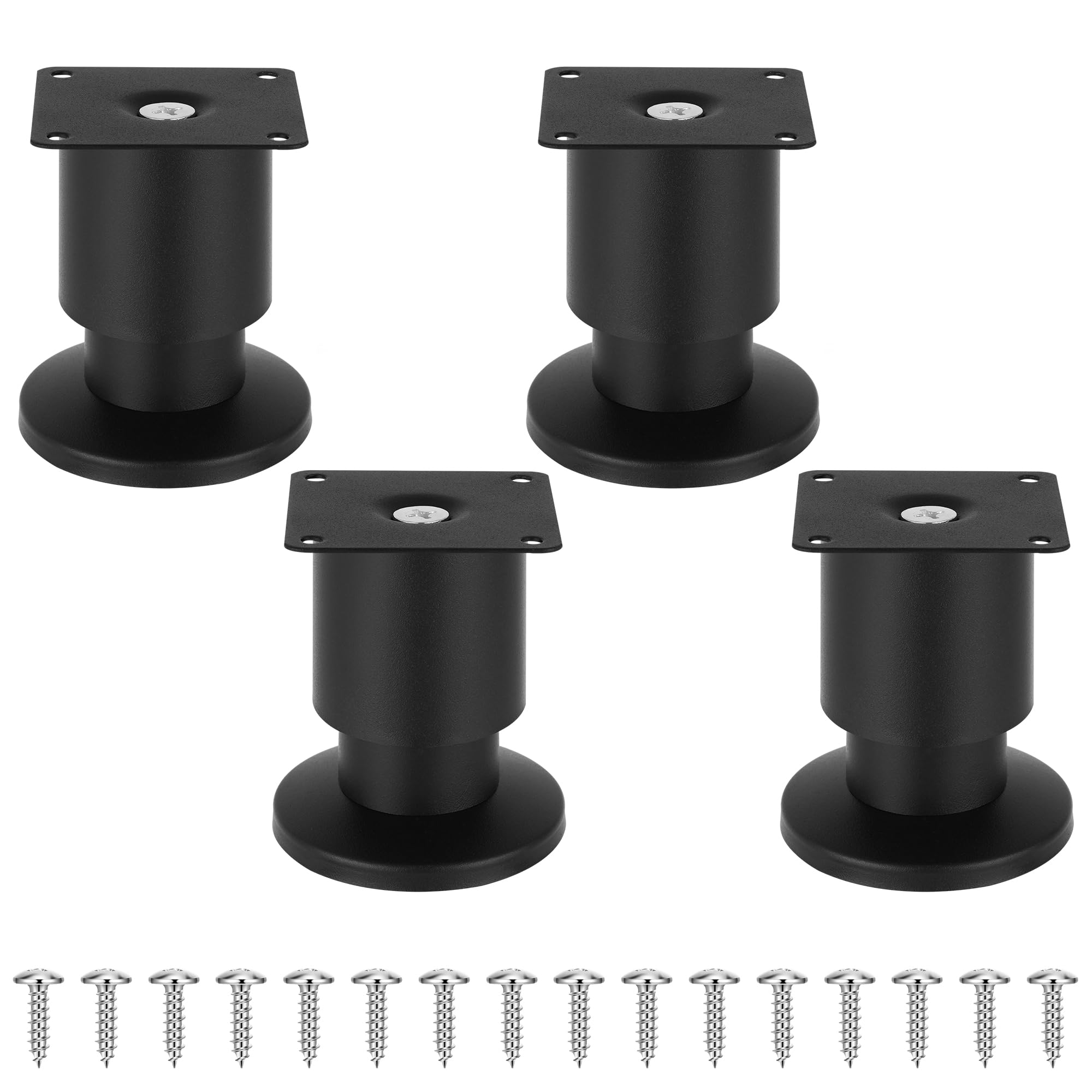 Torven 4er-Set Edelstahl Möbelfüße (250kg Traglast), Möbelfüße Verstellbar – Als Schrank Füße, Sofa Füße, Badezimmermöbel-Füße, Bettfüße & Tischfüße, möbelfüße Metall (Schwarz, 10 cm)