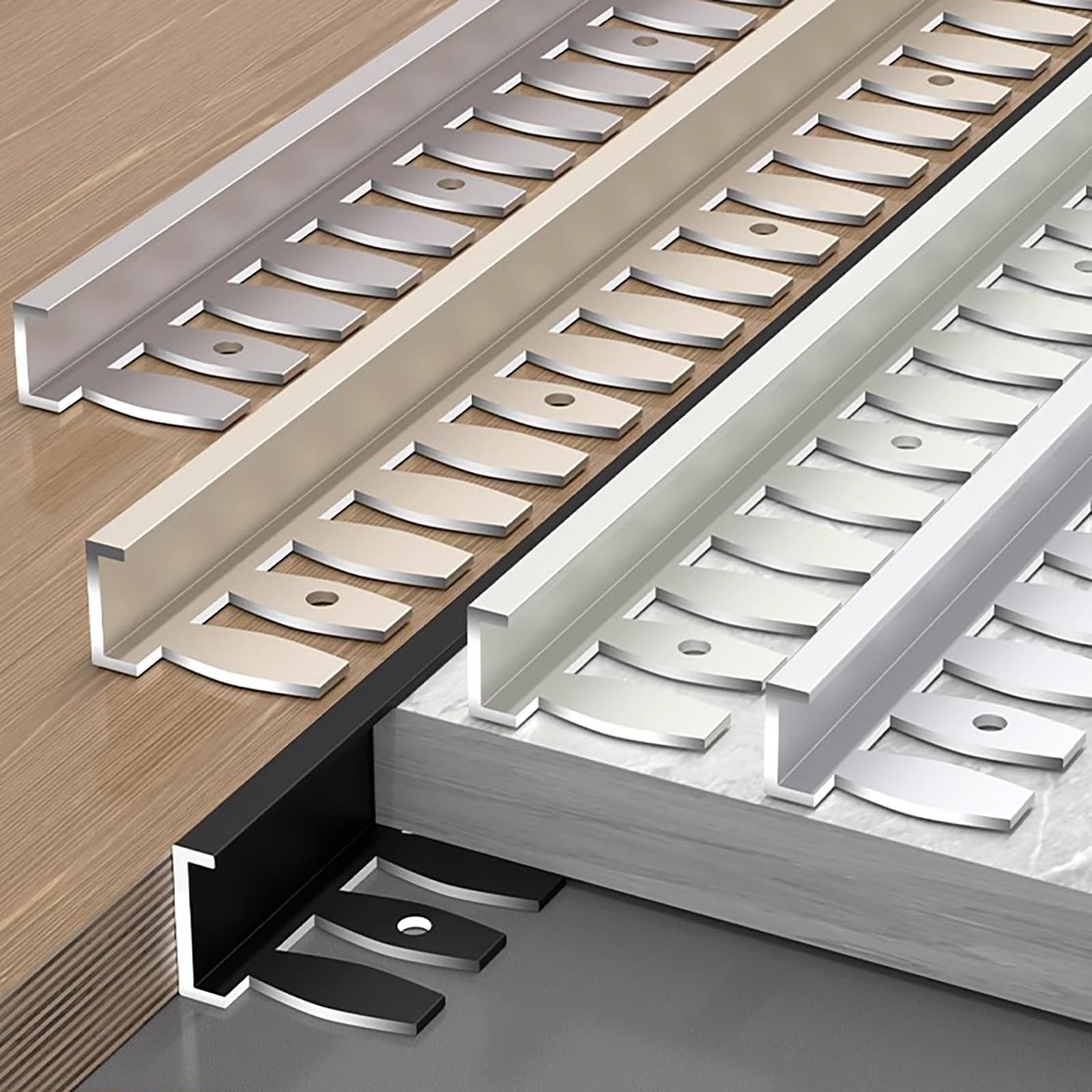 Perfil De Borde De Escalera De Aluminio Anodizado En Forma De C - Moldura Flexible De 135cm (juego De 2) - Ideal Para Diseño Interior, Renovación De Viviendas Y Protección De Bordes(Weiß,Hoch: