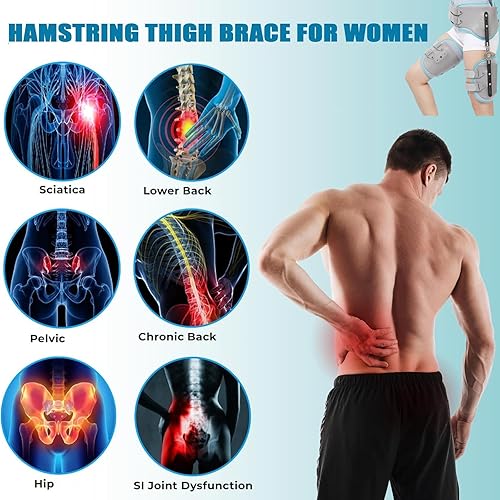 Miniatura 9 de Estabilizador ajustable de cadera y ingle para hombres y mujeres, soporte para nervio ciático, soporte de compresión para muslos y piernas, manga