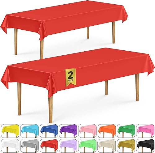 Miniatura 47 de DecorRack 2 manteles rectangulares de plástico sin BPA, 54 x 108 pulgadas, manteles rectangulares para mesa de comedor, fiestas, pícnic, campamento