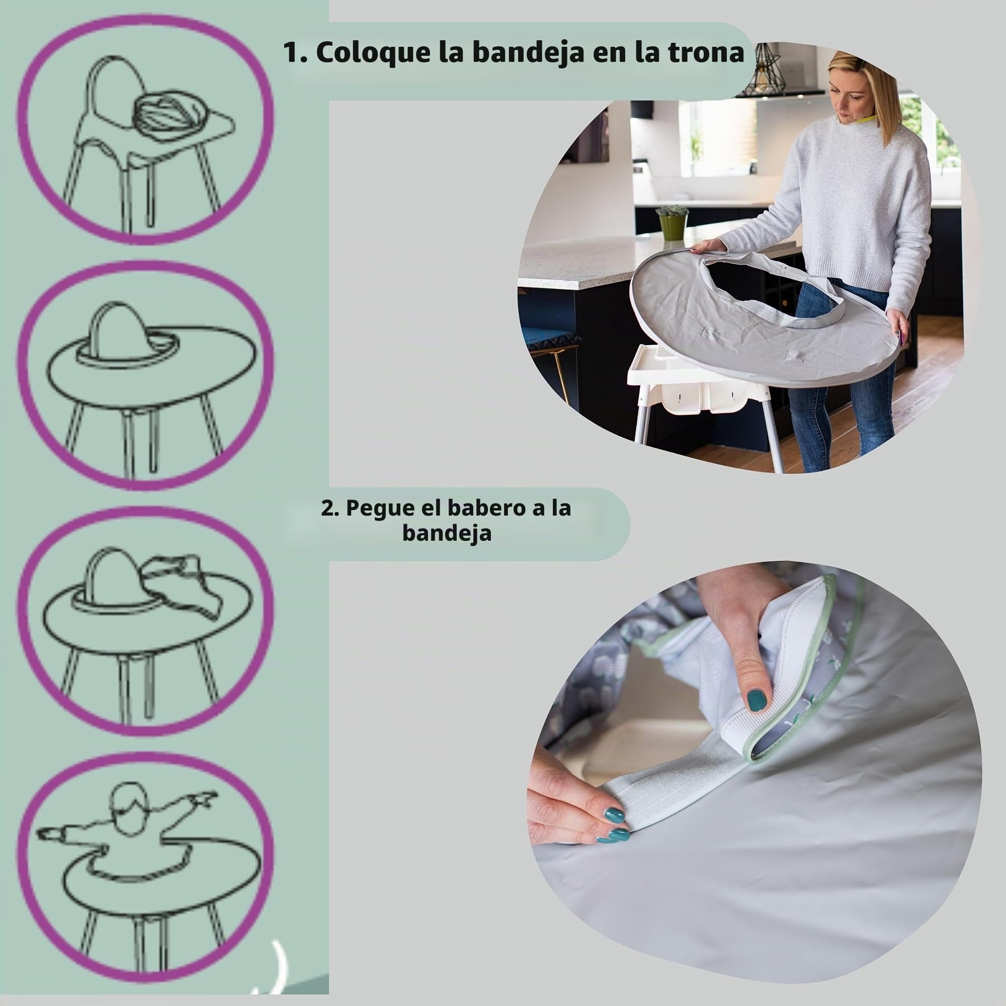 Tidy Tot Combo Babero Destete y Kit de Bandeja- Bandeja 3 baberos/capa con mangas ¡El babero de Baby Led Weaning Esencial! Perfecto para jugar sin manchas y para el destete