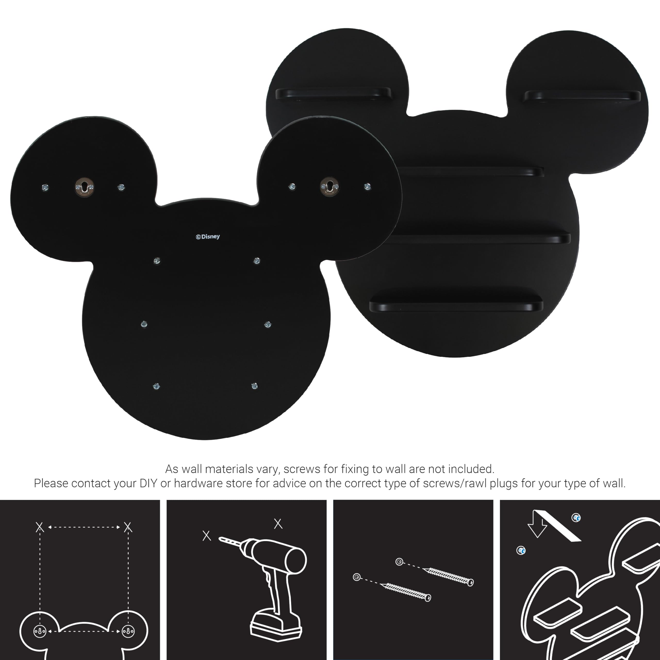 Disney Classic Mickey Mouse Petite étagère Murale pour Enfants | Étagères flottantes en Bois pour Chambre à Coucher et Salle de Jeux – Naturel