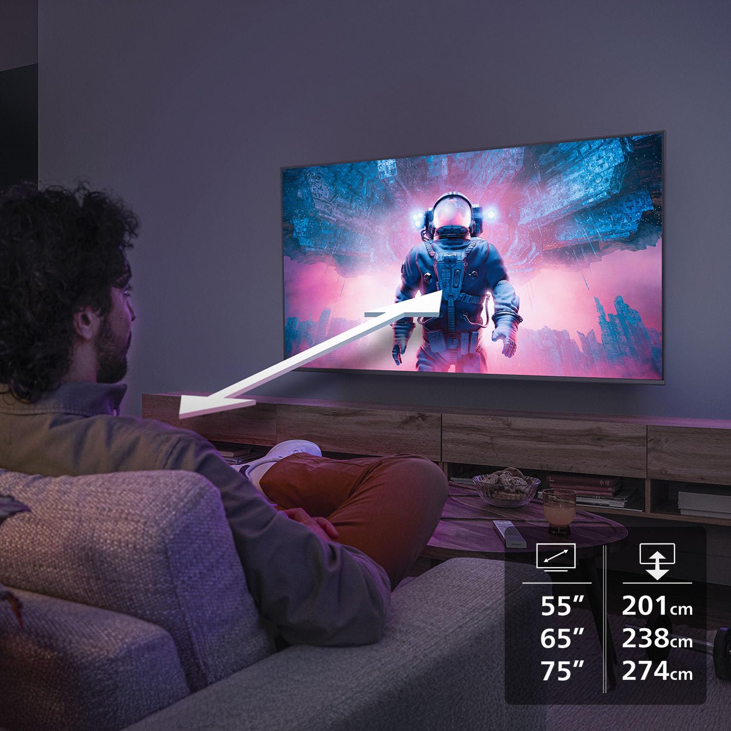 PHILIPS 55MLED810 Mini LED 4K Smart TV - 55 Zoll Display Mit P5 Perfect Picture Engine Ultra HD, Titan OS, Dolby Vision Und Dolby Atmos Sound