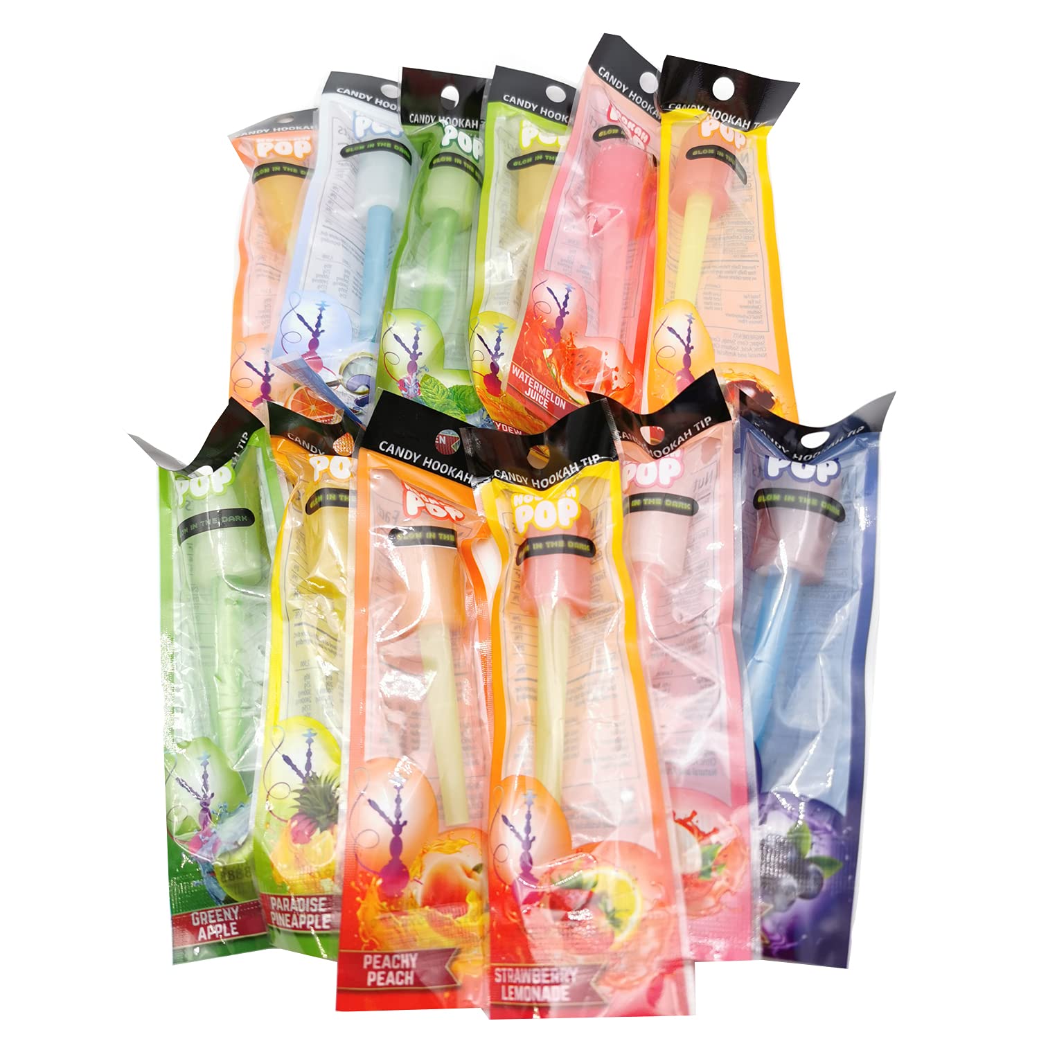 Hookah Lolly Pop Candy Tips Individually Wrapped Plastic DIsposiable Colorfull Tips Mix Variety Fruit Flavored Shisha Tips 12pcs