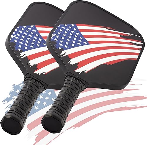 Miniatura 5 de Juego de 2 palas de pickleball aprobadas por USAPA con superficie de fibra de vidrio con 2 raquetas de pickleball, 4 bolas de pickleball, 1 bolsa de