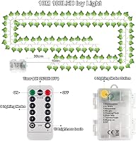 Dekofun 10m 100 LED Bogyós Lámpa Mesterséges Zöld Futó Növény Távirányítóval Időzítővel 8 Mód 2