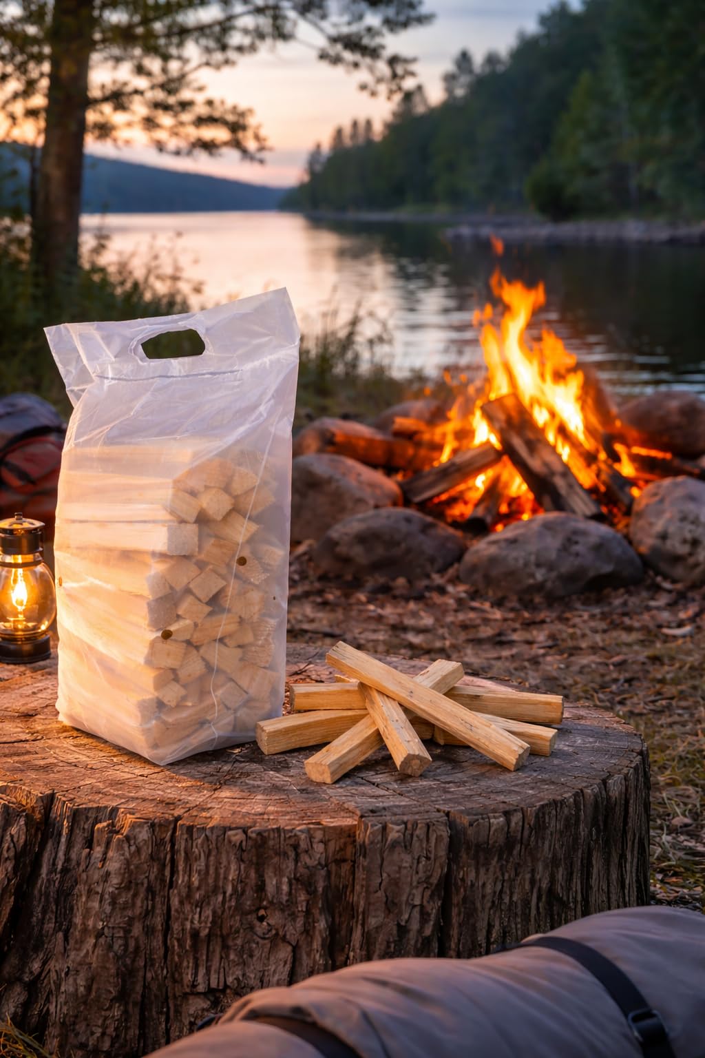 Anzündholz Kamin & Grill, 20,0 kg (8x2,5 kg), Kammergetrocknet, Kiefer & Fichte, Praktische Beutel mit Griff & Lüftung, für Kamin, Ofen, Grill & Feuerschale