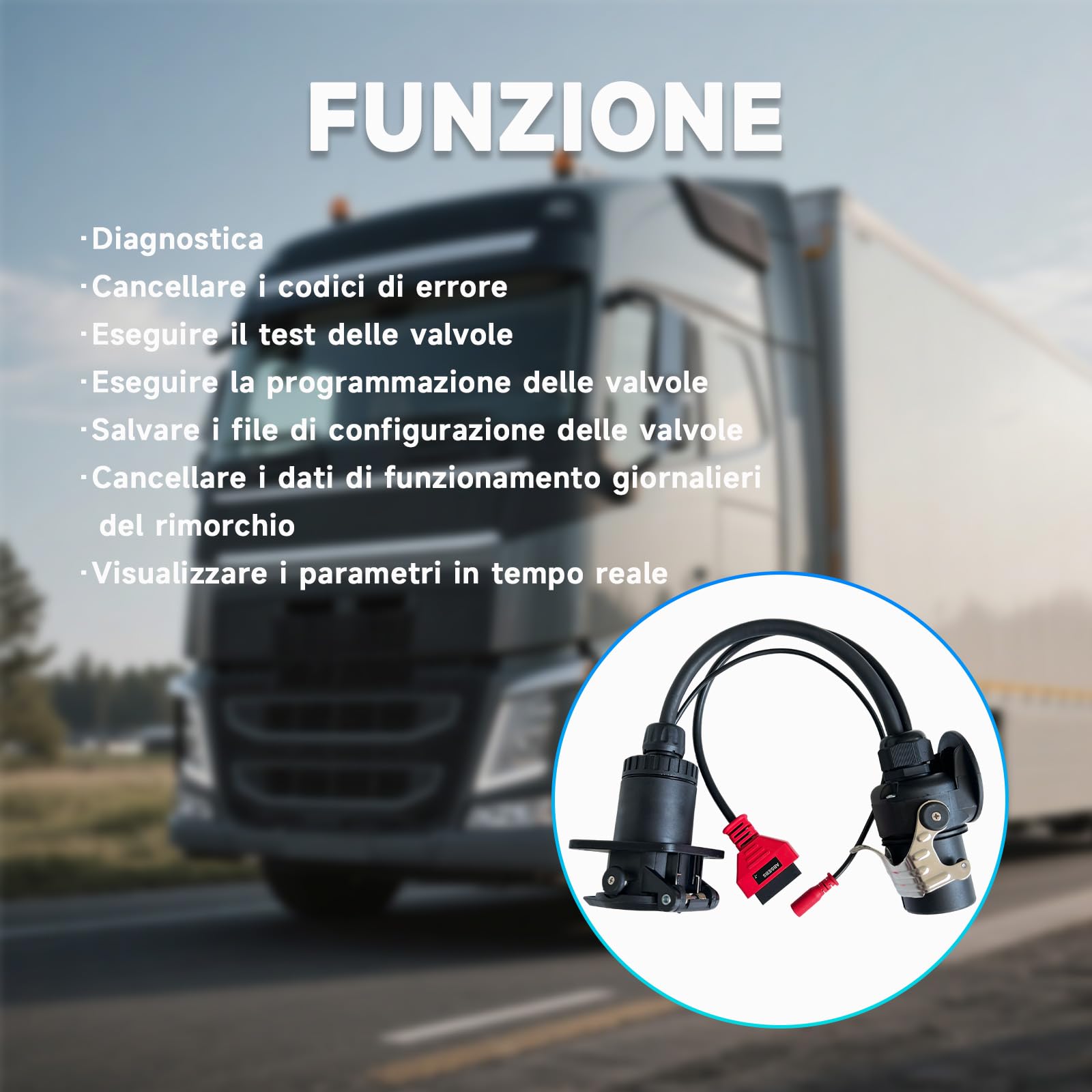 Cavo diagnostico ISO 7638 a 7 pin (EBS/ABS), adattatore per rimorchio e camion, collega per diagnostica rimorchio Autocom per Bosch e camion OBD2, supporta K-Line, CAN, CAN 5V