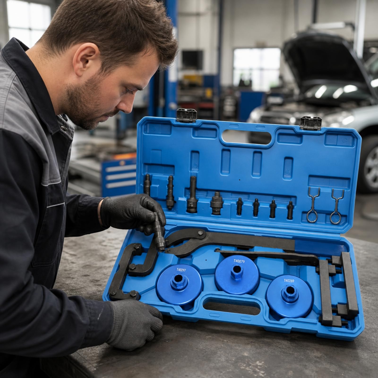 Kit di Attrezzi con Custodia Rigida Robusto in Acciaio Al Carbonio per Manutenzione e Riparazione Motori, Stile A