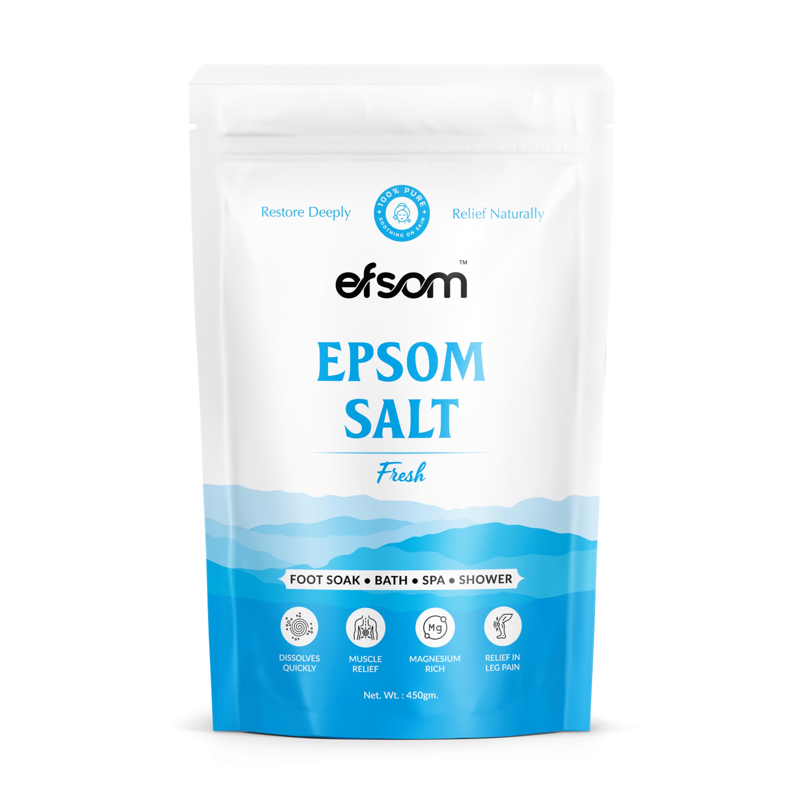 Epsom Bath Salt Crystal and Bath | For refreshing bath soak, Relieves foot pain, Tired Feet, Feet Ache | Pure Epsom Salt | 450 gms-picture-35