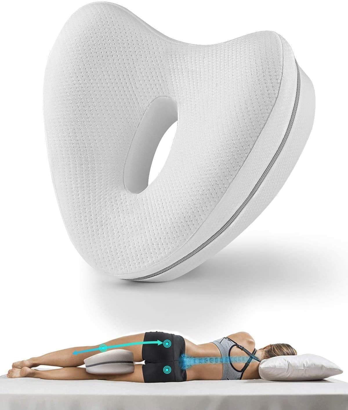 Knee Pillow Leg | Memory Foam Wedge Pillow | Leg Pillows for Sleeping,Leg Pain, Knees Pain, Joints Pain & Pregnancy Bed Leg Cushion for Side Sleepers (White)