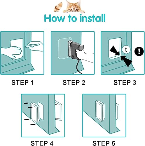 Vista 6 de Sailnovo Solapa de puerta para gato XL (tamaño exterior 11 x 9.8 pulgadas), solapa de gato con bloqueo de 4 vías para puertas interiores