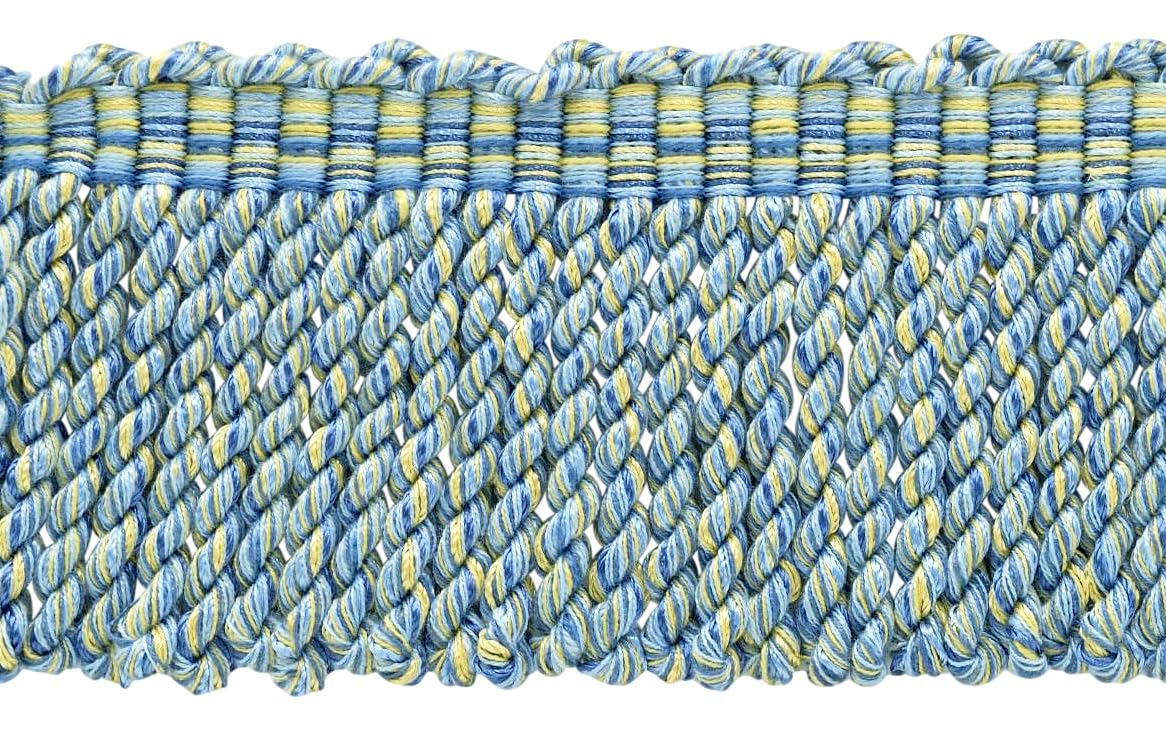 Frange de bullion bleu et or 76mm pack de 5,5m pour couture et rideaux style BFDK3
