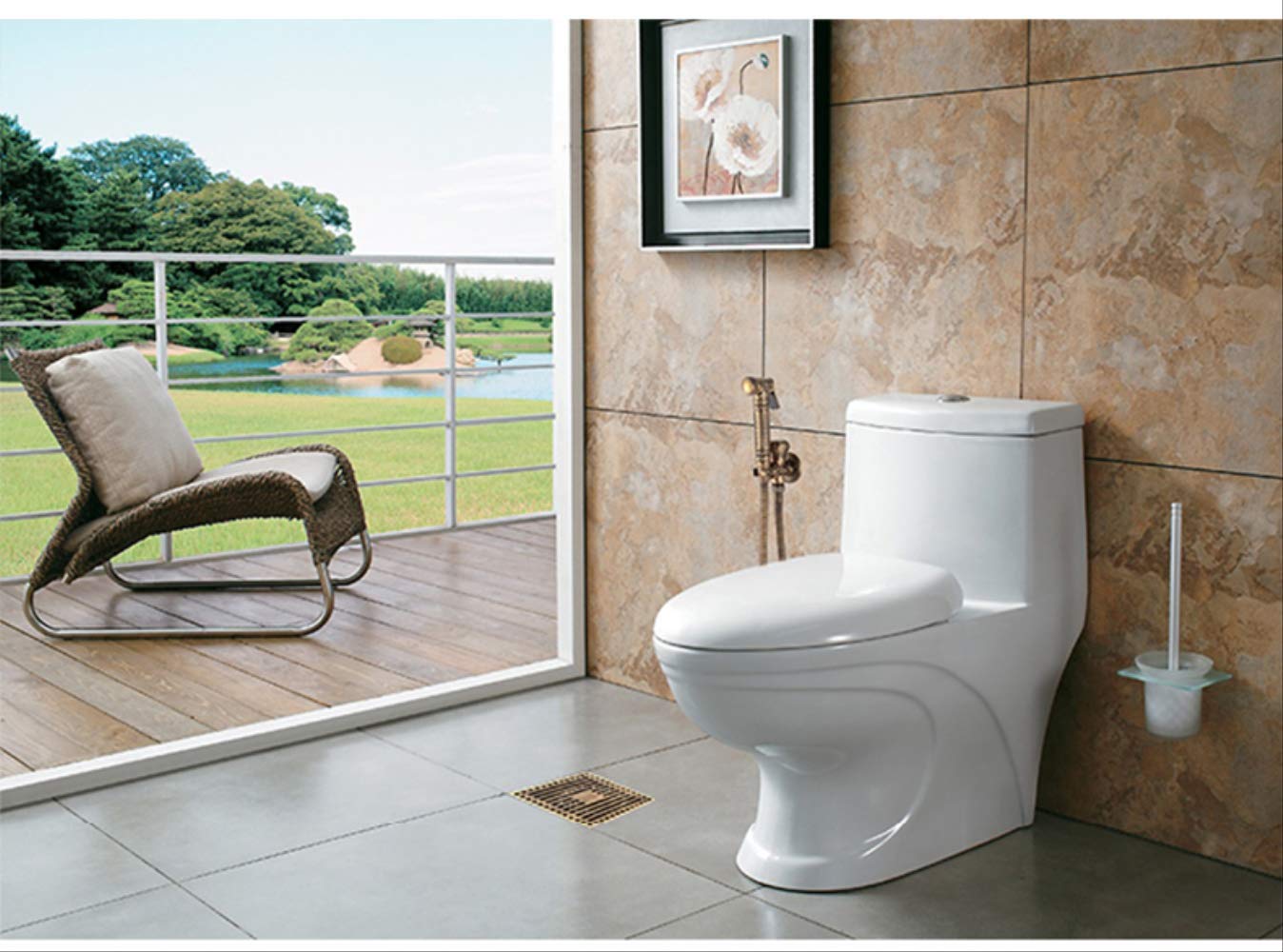 Rubinetto Per Bidet In Ottone A Parete Rubinetto Per Spruzzatore Per Wc Rubinetto Per Pulizia Mop Da Bagno Antico, Tubo + Supporto + Spruzzatore Stile A