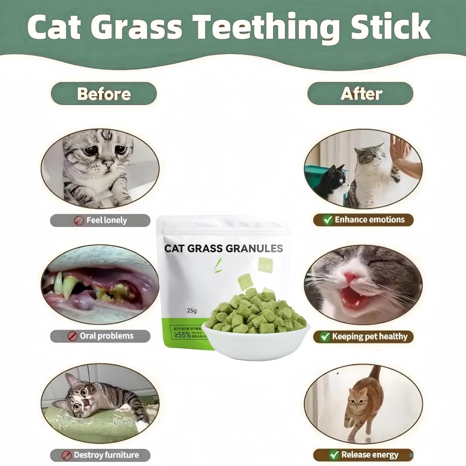 2PCS Cat Teething Sticks,C/at Grass for Indoor Cats,Cat De/ntal Treats & Teeth Cleaning Chew Stic/ks,C/atnip S/ticks for Hairball Control,Ca/t De/ntal To/ys & Teething To/ys,Natural Ca/t Grass Sti/cks - Image 2